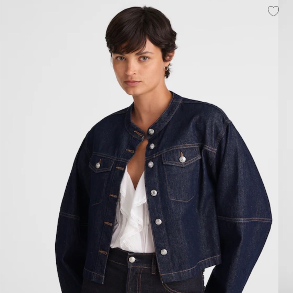 Madewell Dark Indigo Collarless Denim Jacket
